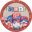 Gnomes USA Banner Novelty Metal Circle Sign 12" (C)