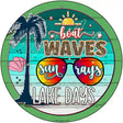 Boat Waves Sun Rays Novelty Metal Circle Sign 12" (C)