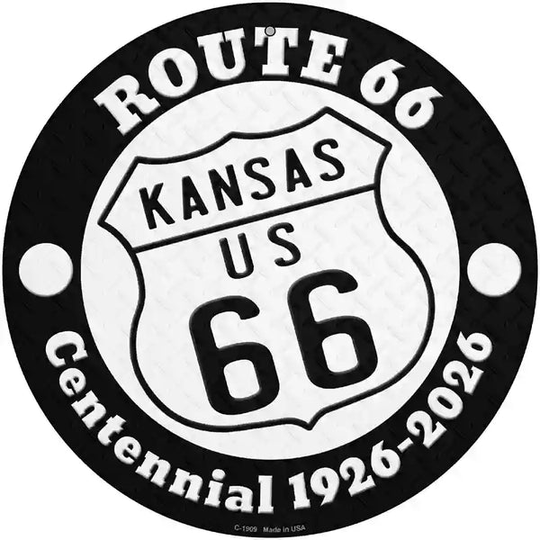 Kansas Route 66 Centennial Circle Sign for Wall | Smart Blonde