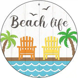 Beach Life Novelty Metal Circle Sign 12" (C)
