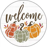 Fall Pumpkins Welcome Novelty Metal Circle Sign 12" (C)