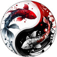 Koi Fish Yin-Yang Novelty Metal Circular Sign C-2068