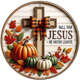 Fall For Jesus Novelty Metal Circular Sign C-2070