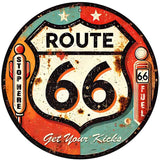 Retro Route 66 Novelty Metal Circular Sign C-2085