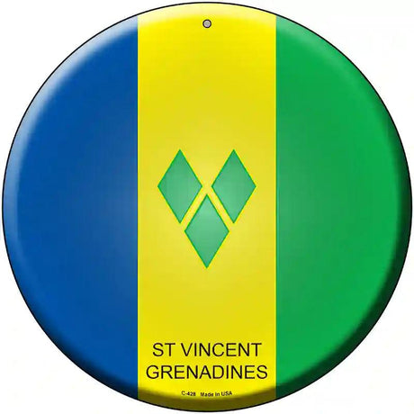 St Vincent Grenadines Country Novelty Metal Circular Sign 12" (C)