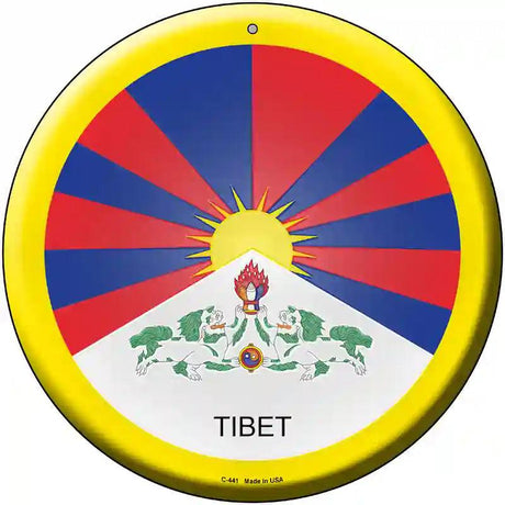 Tibet Country Novelty Metal Circular Sign 12" (C)