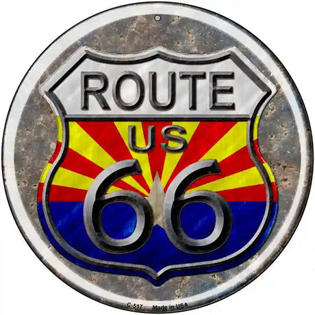 Arizona Route 66 Novelty Metal Circular Sign 12" (C)