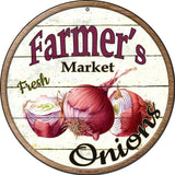 Farmers Market Onions Novelty Metal Circular Sign 