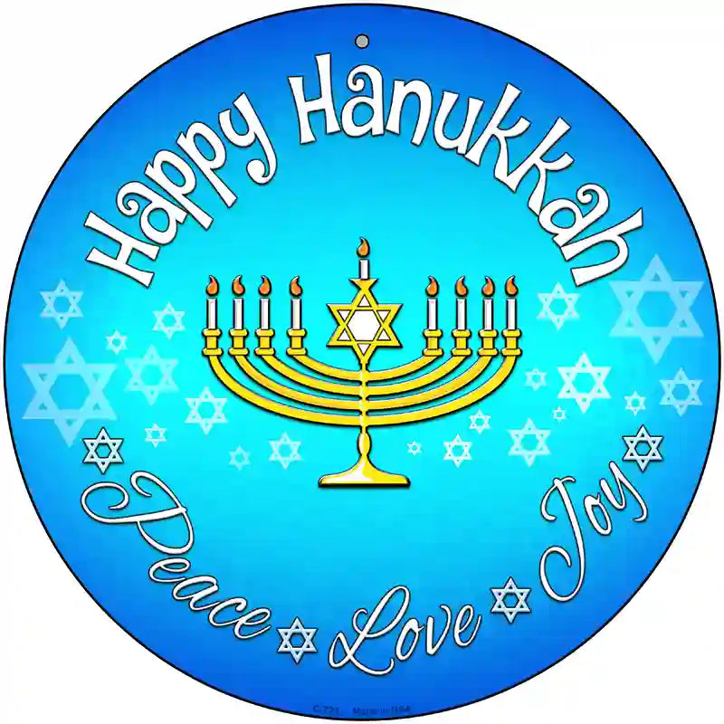 Happy Hanukkah Novelty Metal Circular Sign 12" (C)