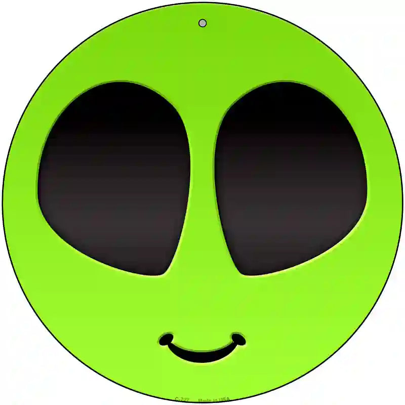 Alien Smile Face Novelty Metal Circular Sign 12" (C)