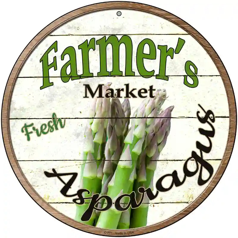 Farmers Market Asparagus Novelty Metal Circular Sign 12" (C)