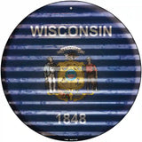 Wisconsin Flag Corrugated Effect Novelty Circular Sign 12" (C)