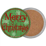 Merry Christmas Green Novelty Metal Circular Sign 3.5" (CC)