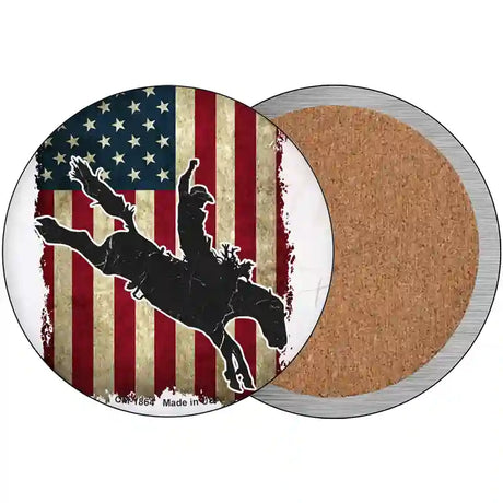 Bronco Rider Novelty Metal Circle Sign C-1864 3.5" (CC)