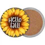 Hello Fall Sunflower Novelty Metal Circle Sign 3.5" (CC)