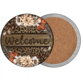 Welcome Flowers Animal Print Novelty Metal Circle Sign 3.5" (CC)