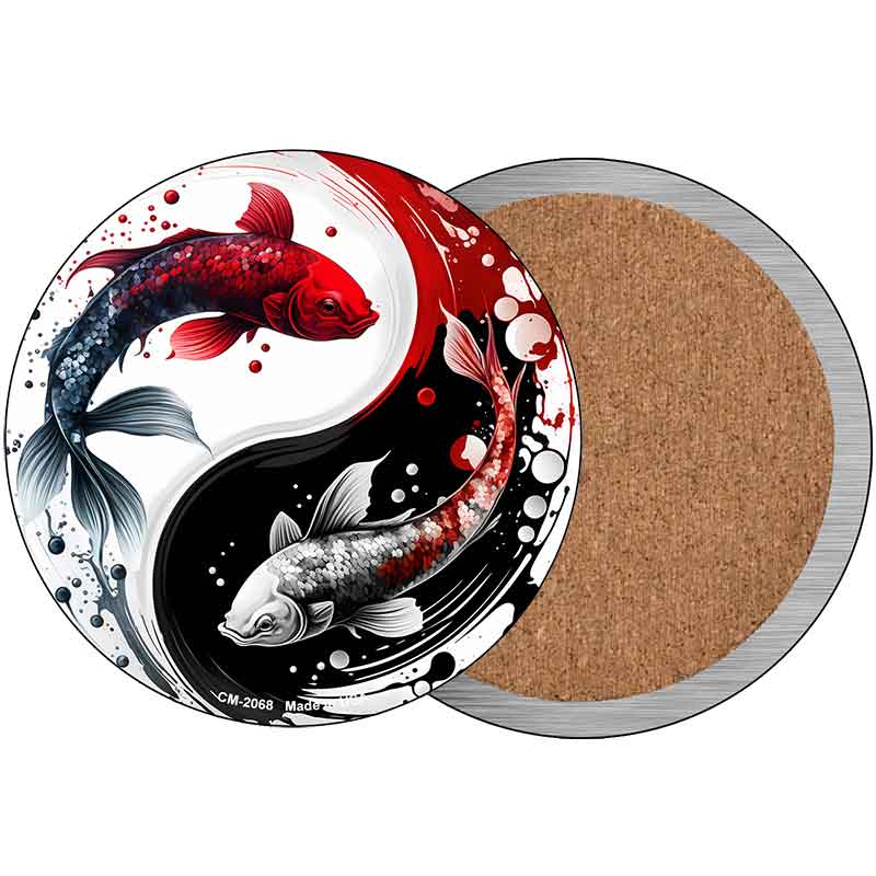 Koi Fish Yin-Yang Novelty Metal Circular Coaster CC-2068