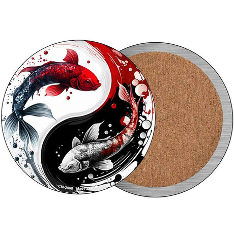 Koi Fish Yin-Yang Novelty Metal Circular Coaster CC-2068
