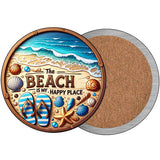 The Beach is My Happy Place Novelty Metal Circular Sign C-2069