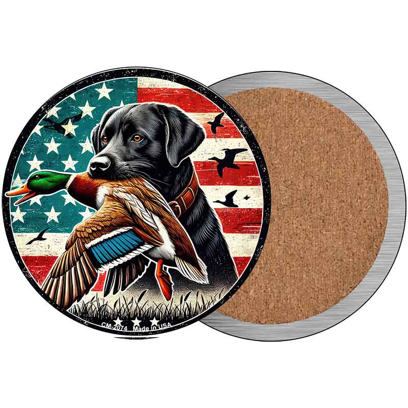 Black Lab with Duck Novelty Circle Coaster Set of 4 CC-2074