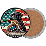Black Lab with Duck Novelty Metal Circular Sign C-2074