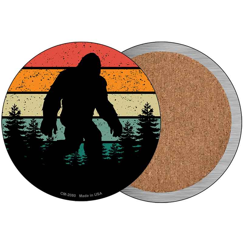 Bigfoot Silhouette Sunset Novelty Circle Coaster Set of 4 CC-2080