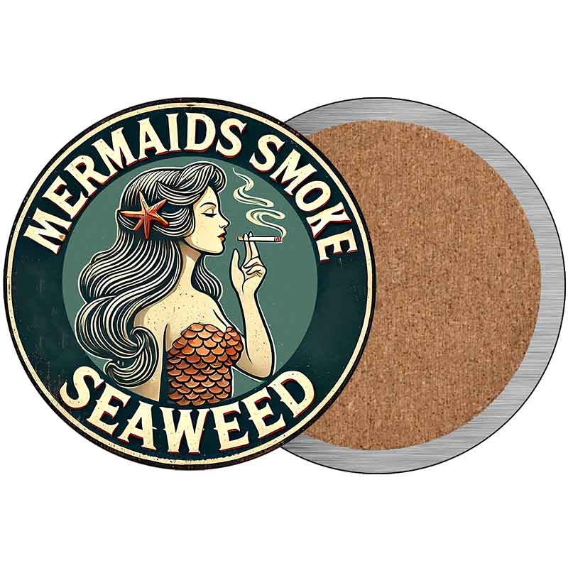 Mermaids Smoke Seaweed Novelty Circle Coaster Set of 4 CC-2084