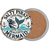 Salty Pirate & Mermaid Novelty Metal Circular Sign C-2093
