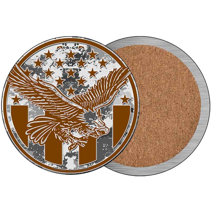 Eagle with American Flag Novelty Circle Coaster Set of 4 CC-2098
