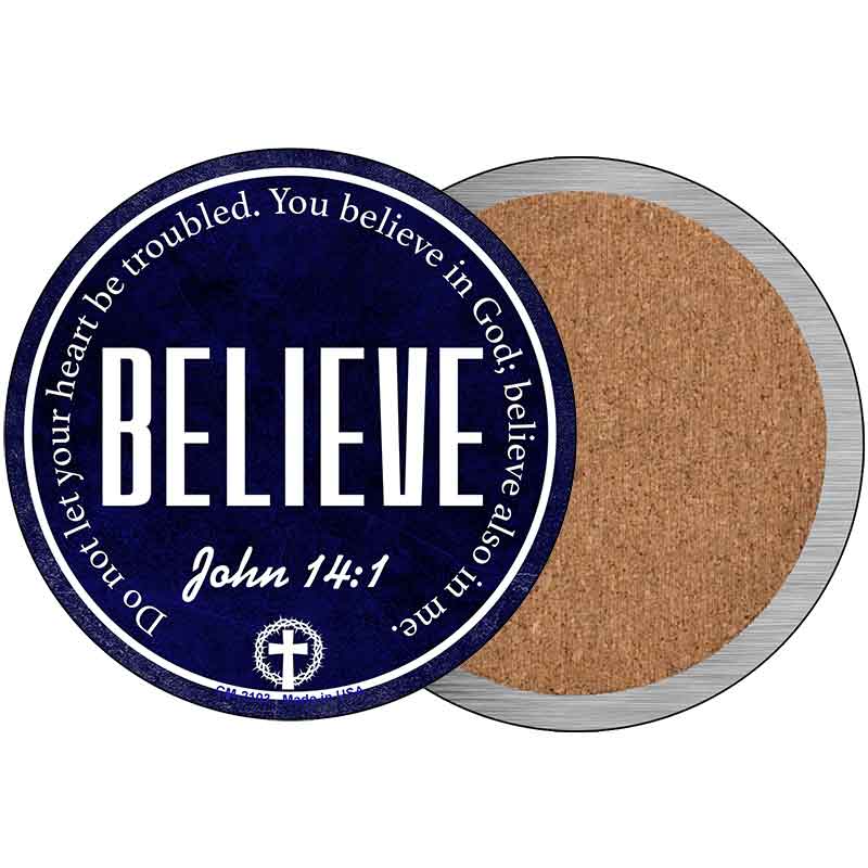 Believe Bible Verse Novelty Circle Coaster Set of 4 CC-2103