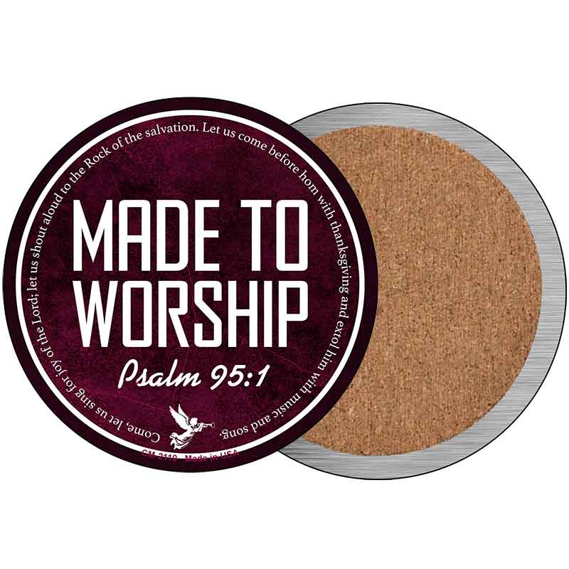 Made to Worship Bible Verse Novelty Circle Coaster Set of 4 CC-2110