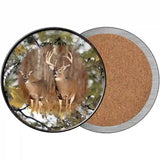 Deer On Camo Novelty Metal Circular Sign 3.5" (CC)
