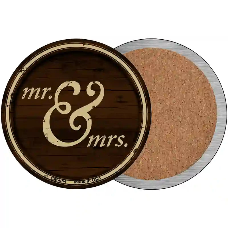 Mr And Mrs Novelty Metal Circular Sign 3.5" (CC)