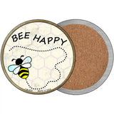 Bee Happy Novelty Metal Circular Sign 3.5" (CC)