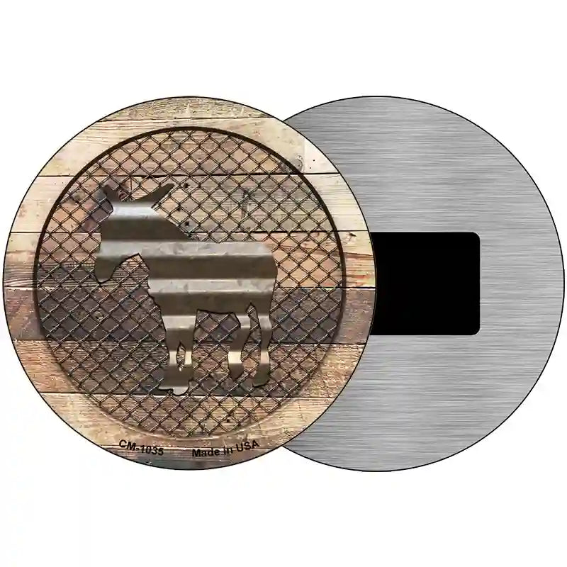 Corrugated Donkey on Wood Novelty Metal Circular Sign