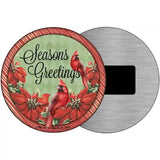 Seasons Greetings Cardinal Novelty Metal Circle Sign 3.5" (CM)