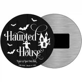 Haunted House Novelty Metal Circle Sign 3.5" (CM)