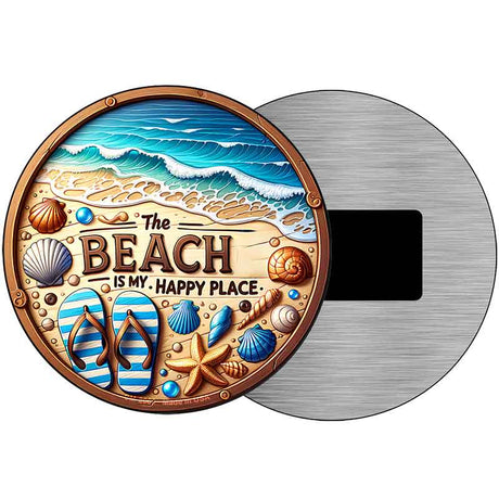 The Beach is My Happy Place Novelty Metal Circular Sign C-2069