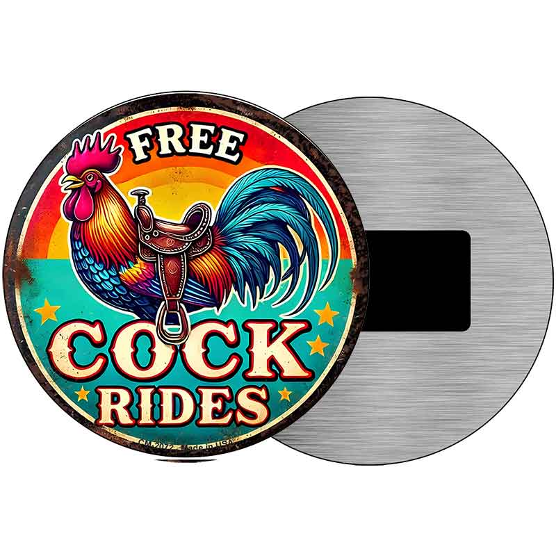 Free Cock Rides Novelty Metal Circular Sign C-2072