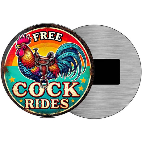 Free Cock Rides Novelty Metal Circular Sign C-2072
