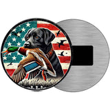 Black Lab with Duck Novelty Metal Circular Sign C-2074