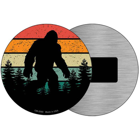 Bigfoot Silhouette Sunset Novelty Metal Circular Sign C-2080