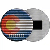 Colorado Flag Corrugated Effect Novelty Circular Sign 3.5" Magnet (CM)