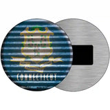 Connecticut Flag Corrugated Effect Novelty Circular Sign 3.5" (CM)