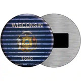 Wisconsin Flag Corrugated Effect Novelty Circular Sign 3.5" (CM)