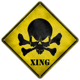 Skull Xing Novelty Metal Crossing Sign 16.5" (CX)