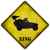 Truck With Mounted Back Weapon Xing Novelty Metal Crossing Sign 16.5" (CX)