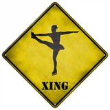 Twirling Figure Skater Xing Novelty Metal Crossing Sign 16.5" (CX)