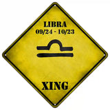 Libra Zodiac Symbol Xing Novelty Metal Crossing Sign 16.5" (CX)