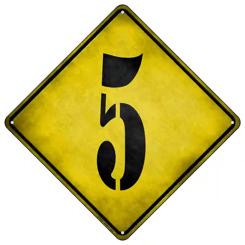 Number 5 Xing Novelty Metal Crossing Sign 16.5" (CX)